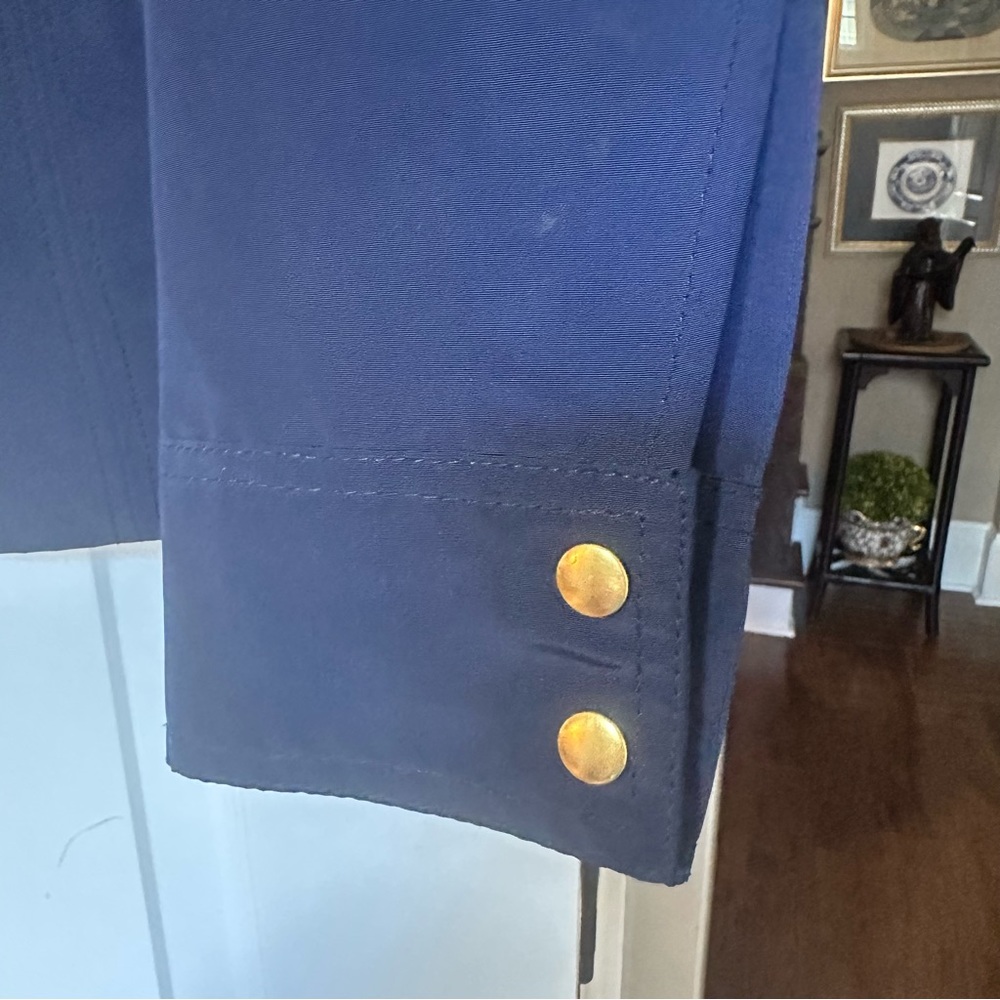 CROWN & IVY ladies navy front zip jacket w/ side zip pockets & gold buttons - Picture 6 of 10